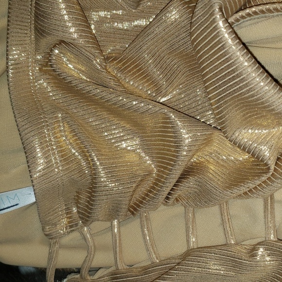 Plus Size 26 28 Lane Bryant gold Ribbed Strappy-Side Swim Brief swimsuit Bottoms - Picture 3 of 3